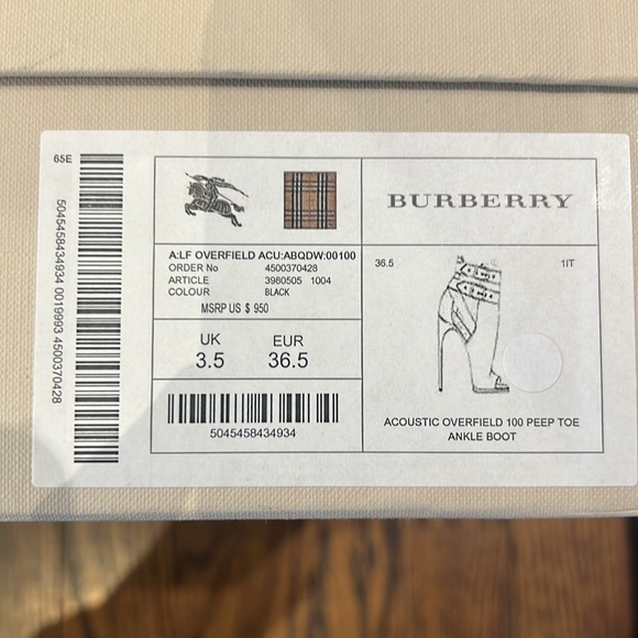 Burberry Acoustic Overfield 100 Peep Toe Ankle Boot - Picture 13 of 14